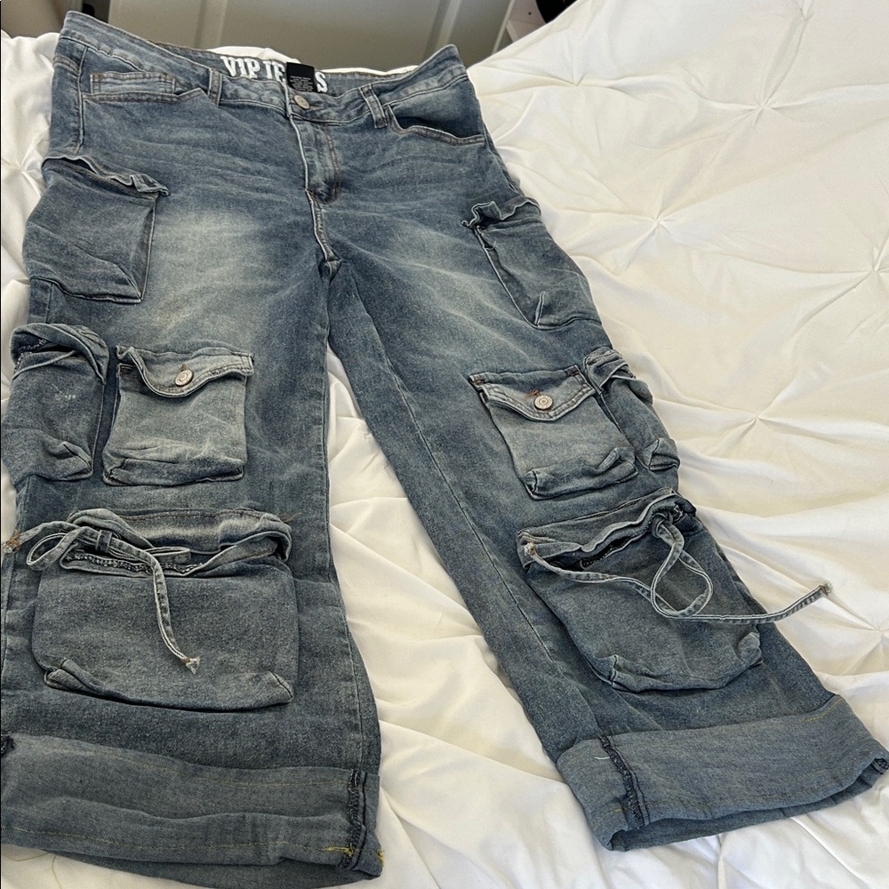 VIP Men's Blue Cargo Jeans